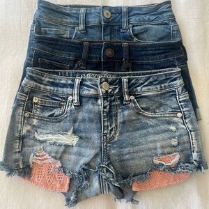 American Eagle Outfitters Blue Jean Shorts Distressed Style BUNDLE OF 3!